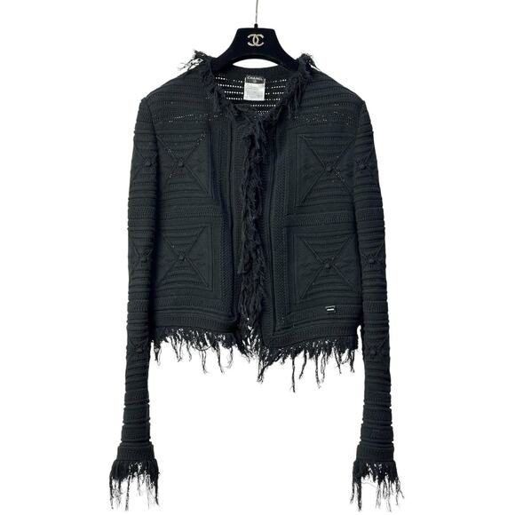 Chanel Vintage Black cotton Cardigan Sz.44 - Picture 1 of 8